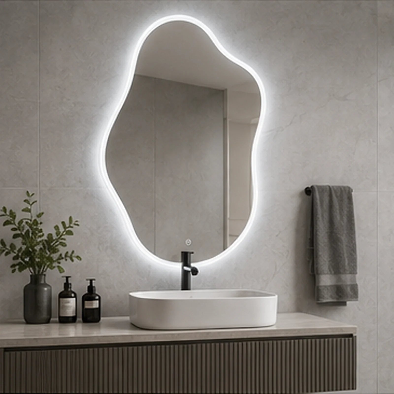 Espelho Orgânico Aura LED 3 Cores
