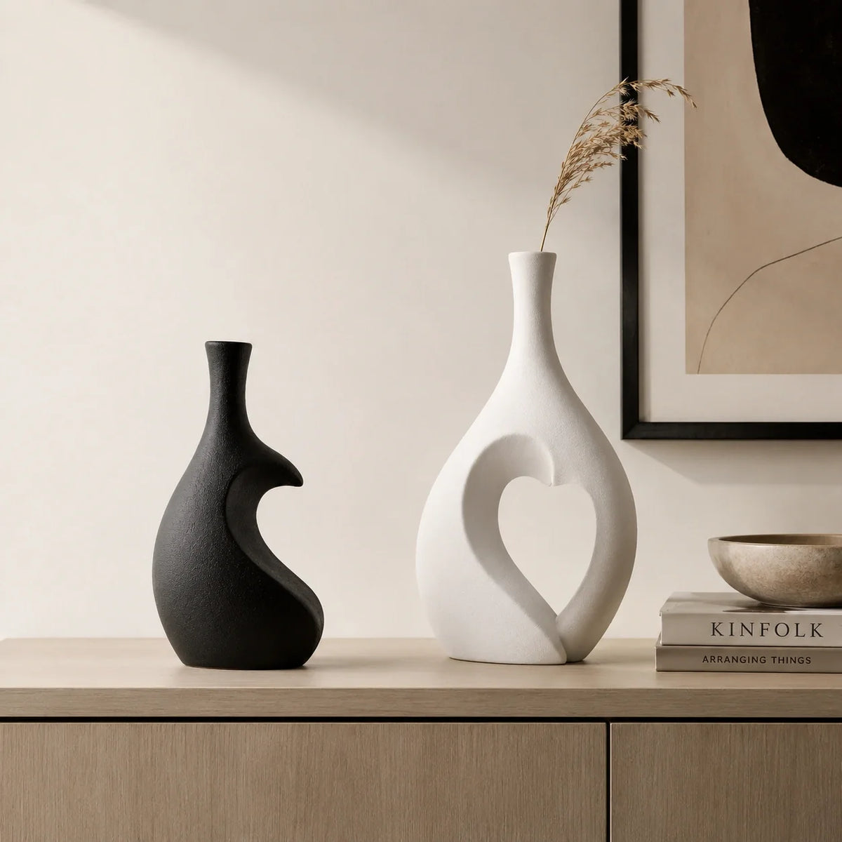 Conjunto de Vasos Enlace em Cerâmica com Design Escultural