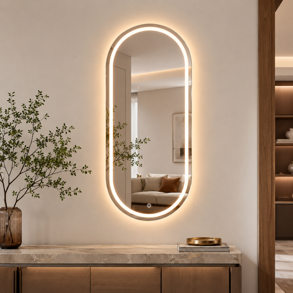 Espelho Oval Lúmina LED 3 Cores 80x50 cm