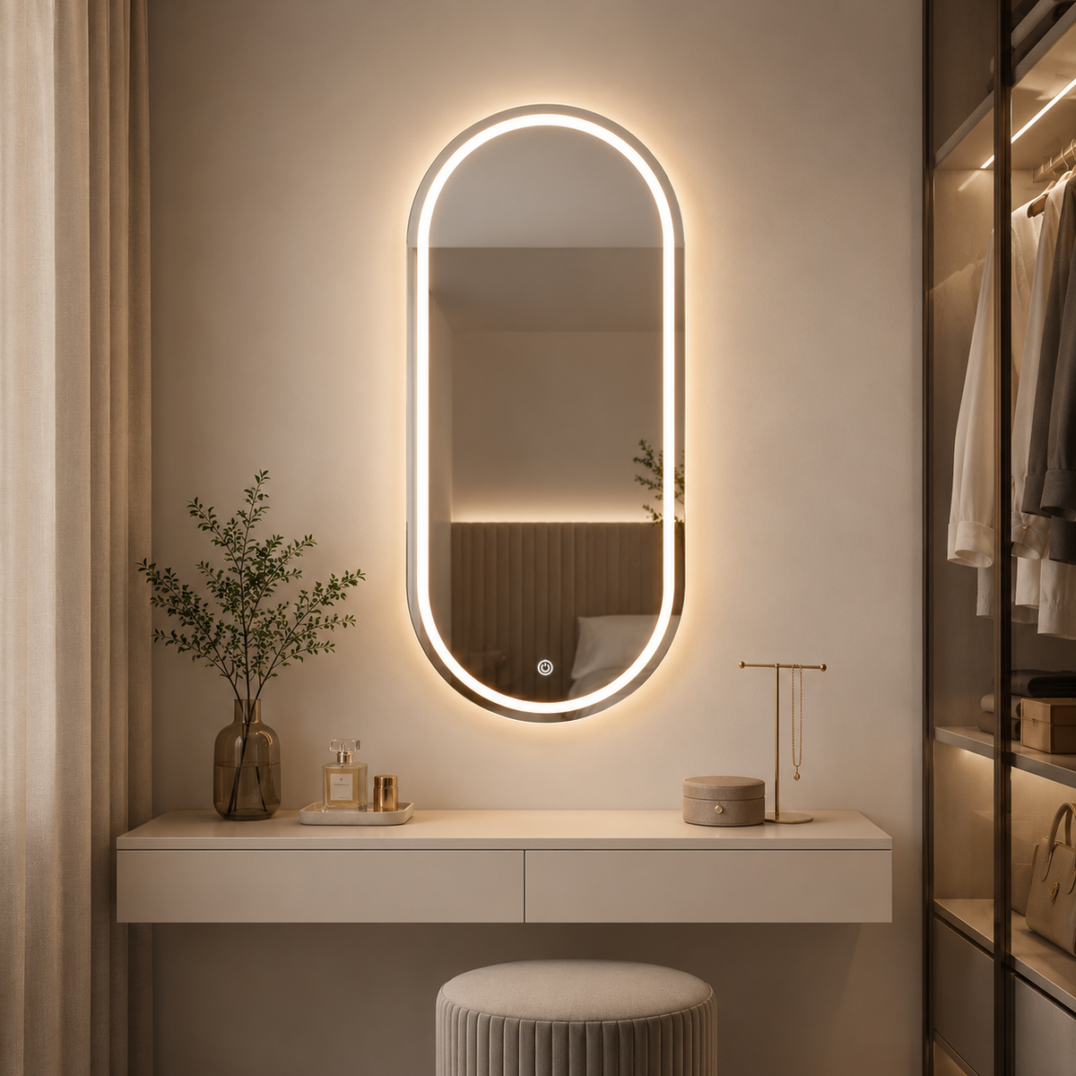 Espelho Oval Lúmina LED 3 Cores 80x50 cm