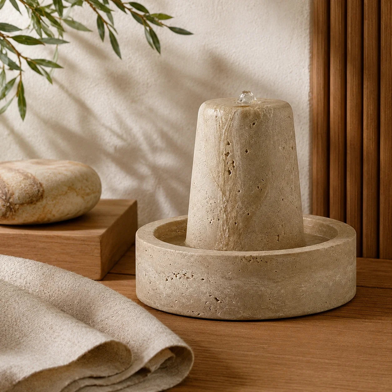 Fonte Decorativa Amana em Travertino Natural