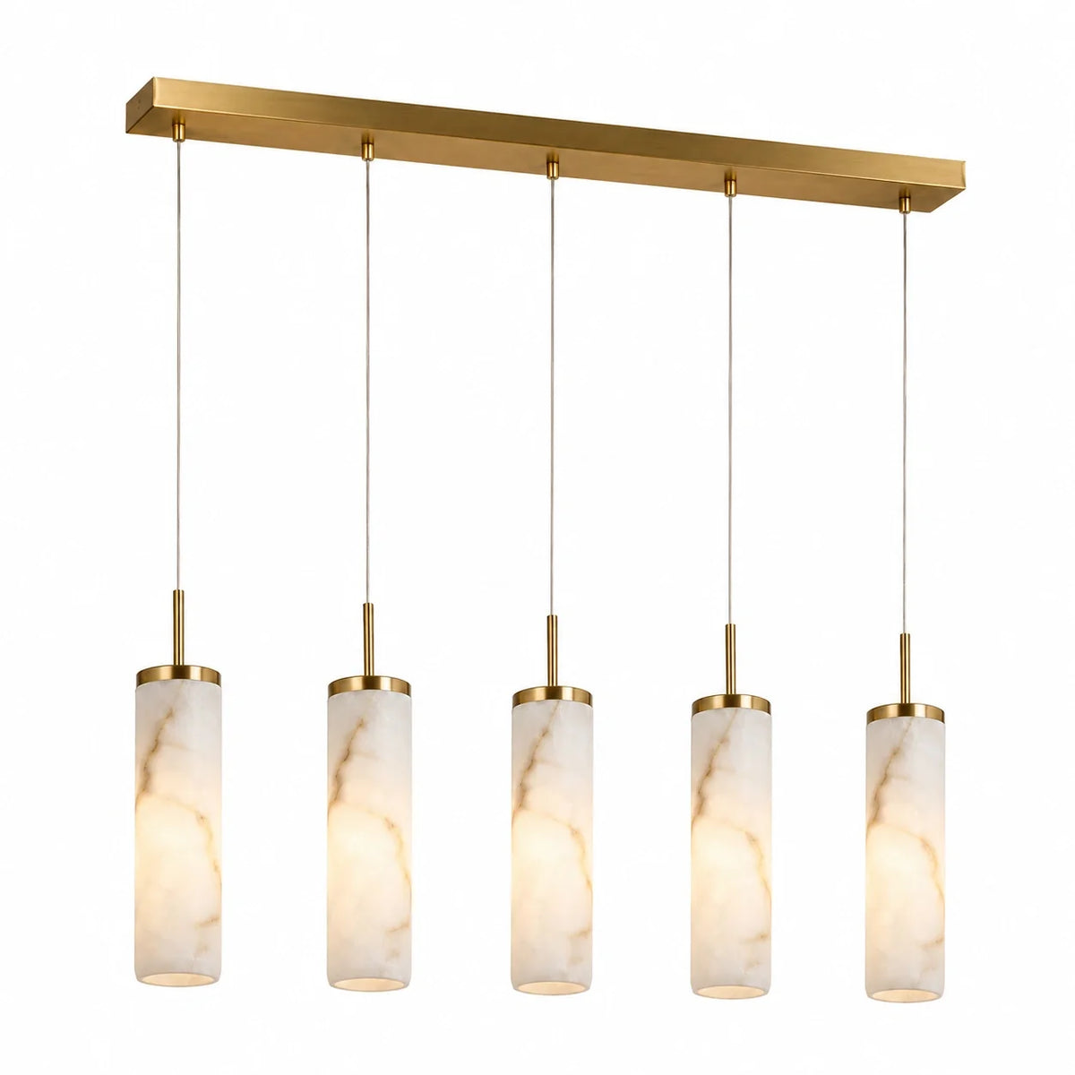Lustre Linear Aurélia em Alabastro e Latão Escovado