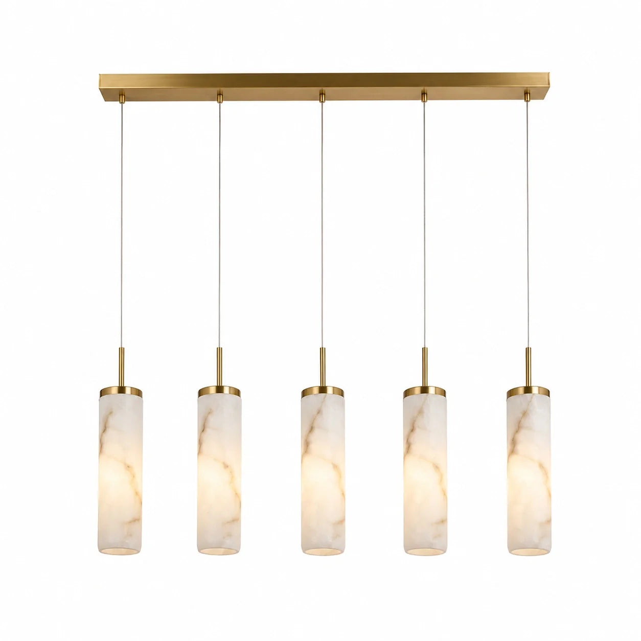 Lustre Linear Aurélia em Alabastro e Latão Escovado