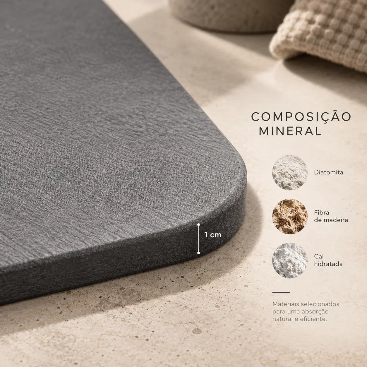 Tapete de Pedra Diatomita para Banheiro com Secagem Rápida Drystone™