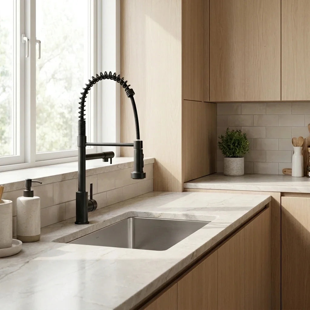 Torneira Gourmet Monocomando para Cozinha Aveline Preta com Bica Flexível