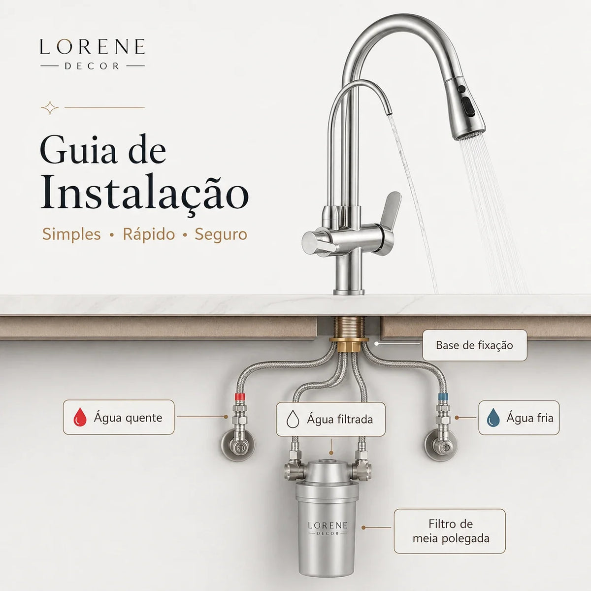 Torneira Gourmet Élora 2 em 1 com Filtro e Ducha Extensível