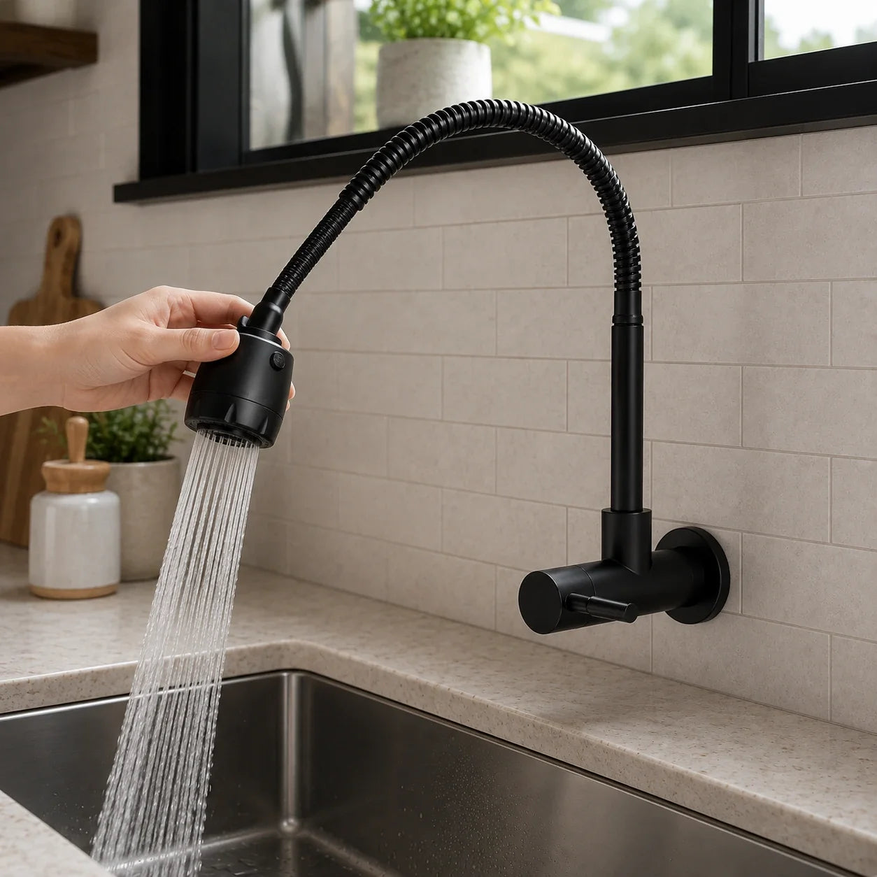 Torneira de Parede para Cozinha Valenne com Ducha 360°