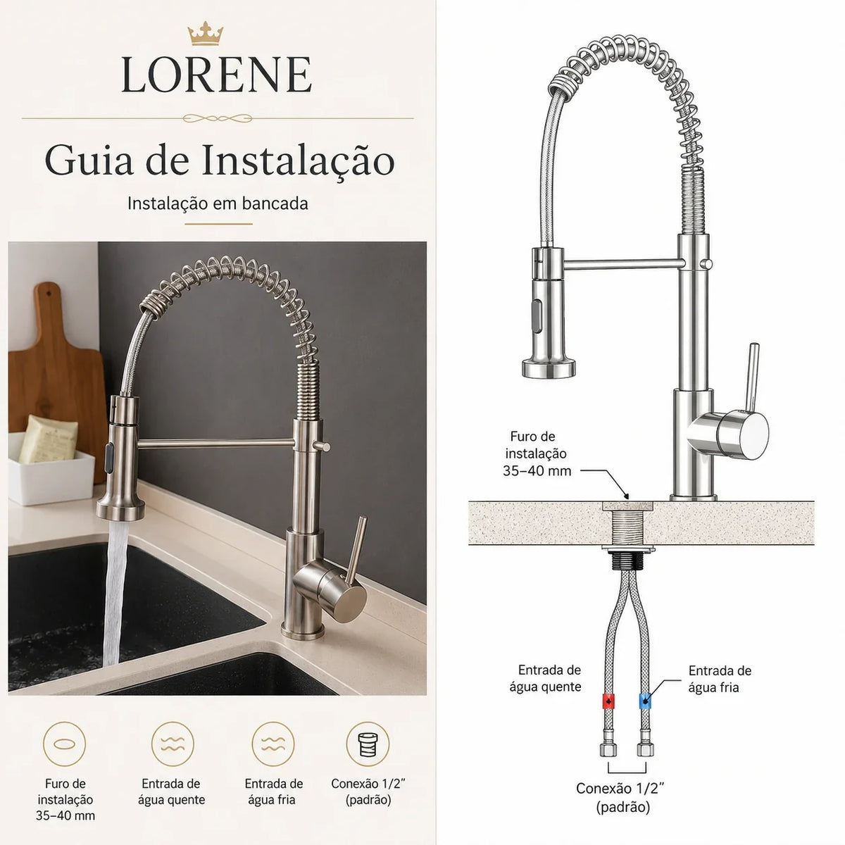 Torneira Gourmet Vienne Monocomando com Ducha Móvel