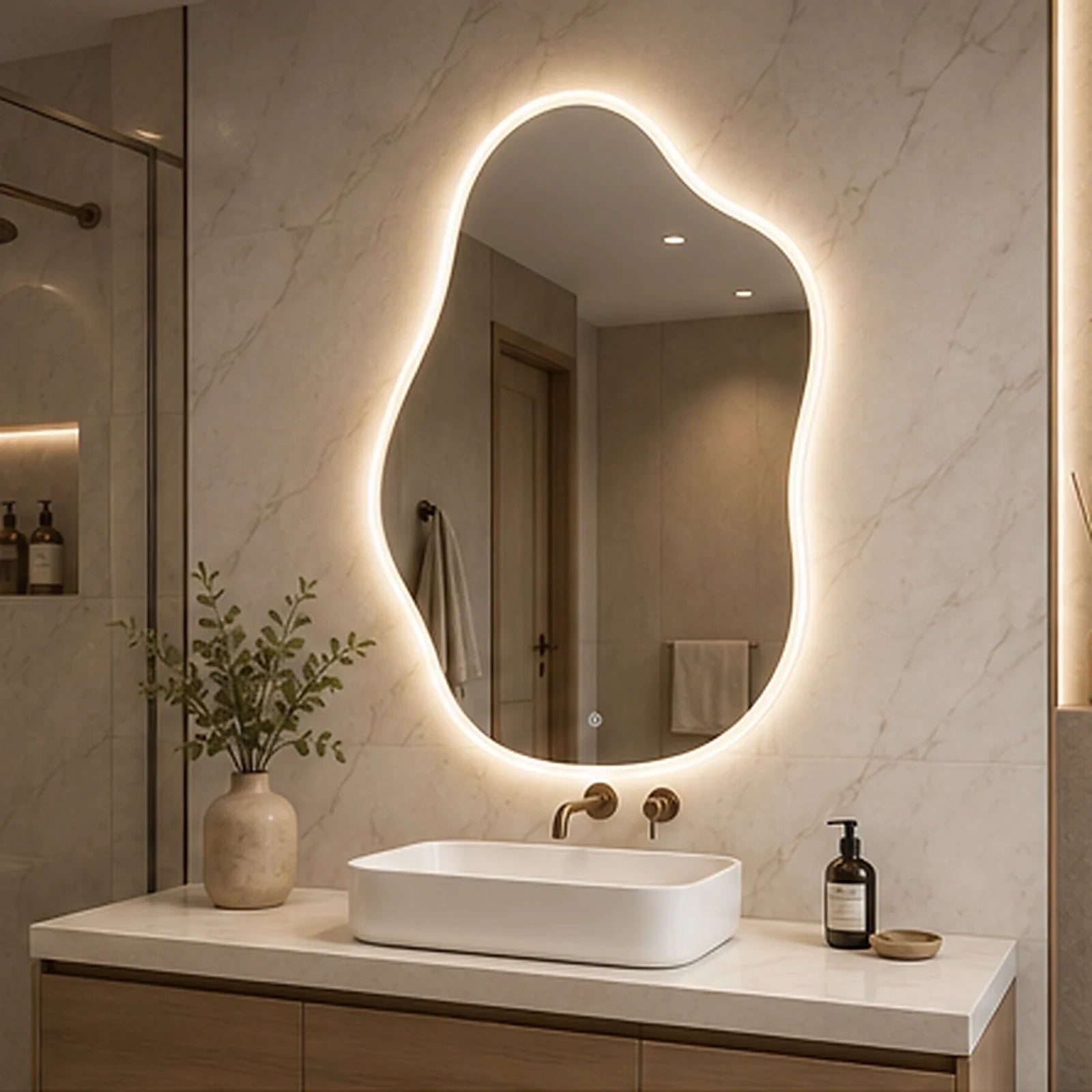 Espelho Orgânico Aura LED 3 Cores