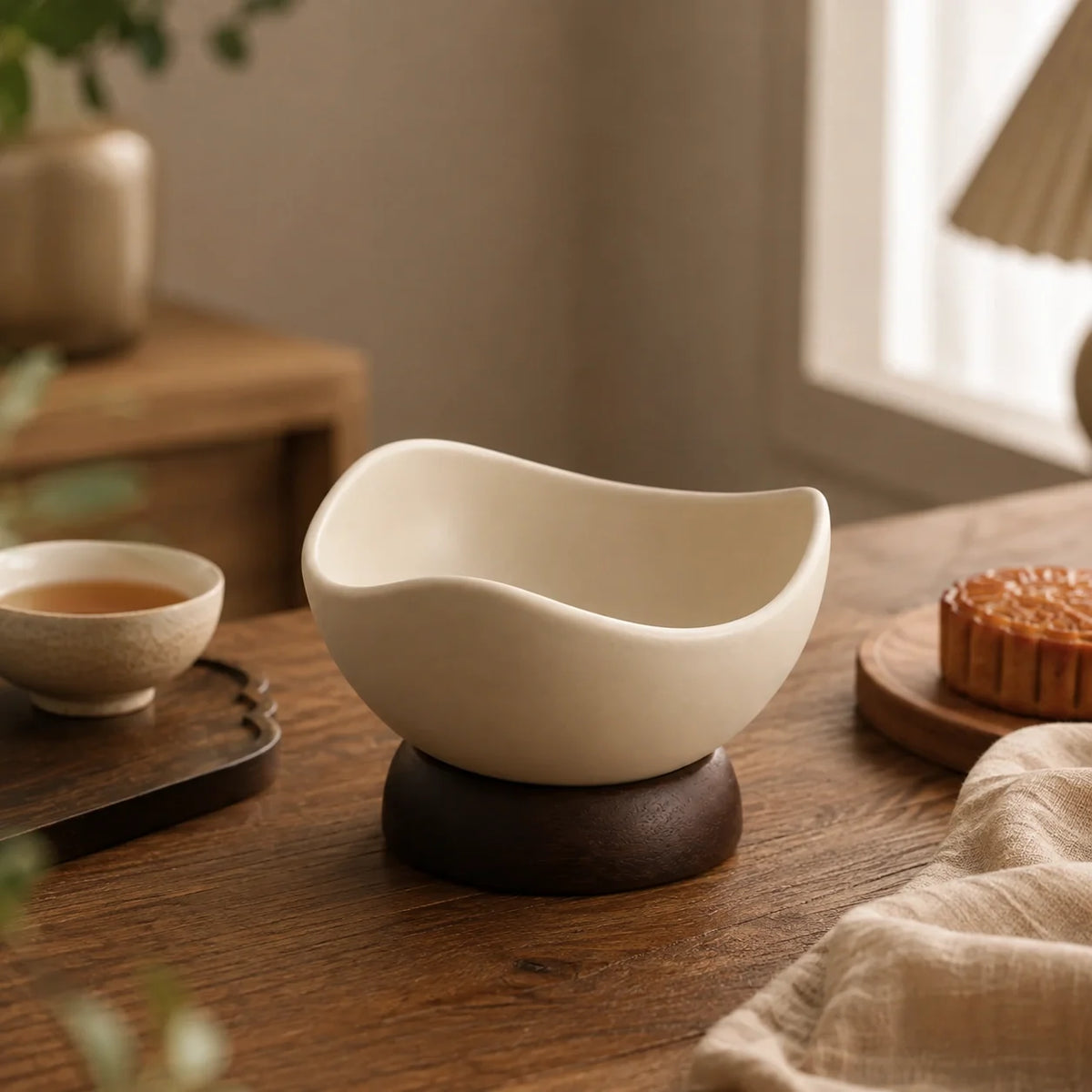 Bowl Évora em Cerâmica com Base de Acácia
