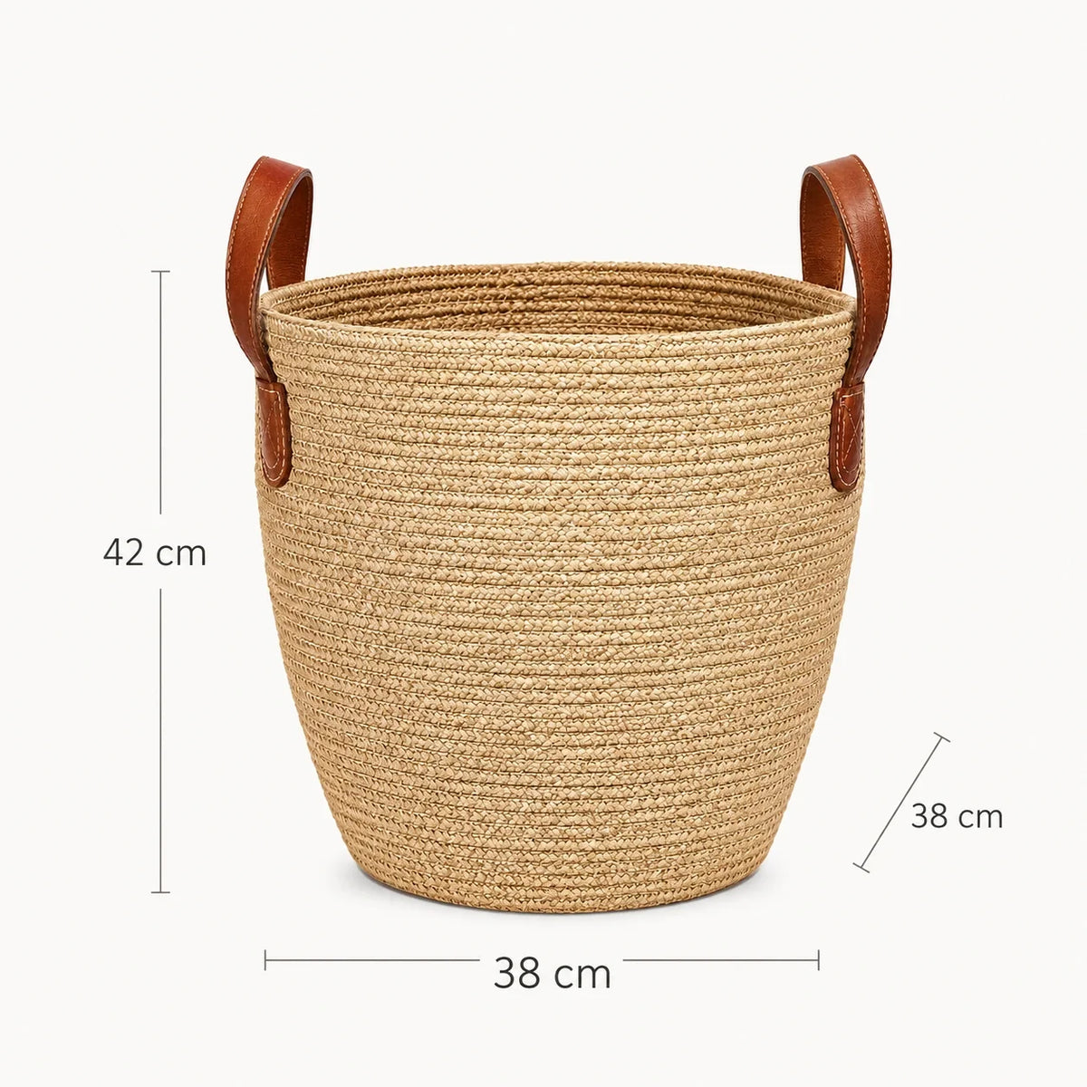 Cesto Évreux em Fibra Natural com Detalhes em Couro