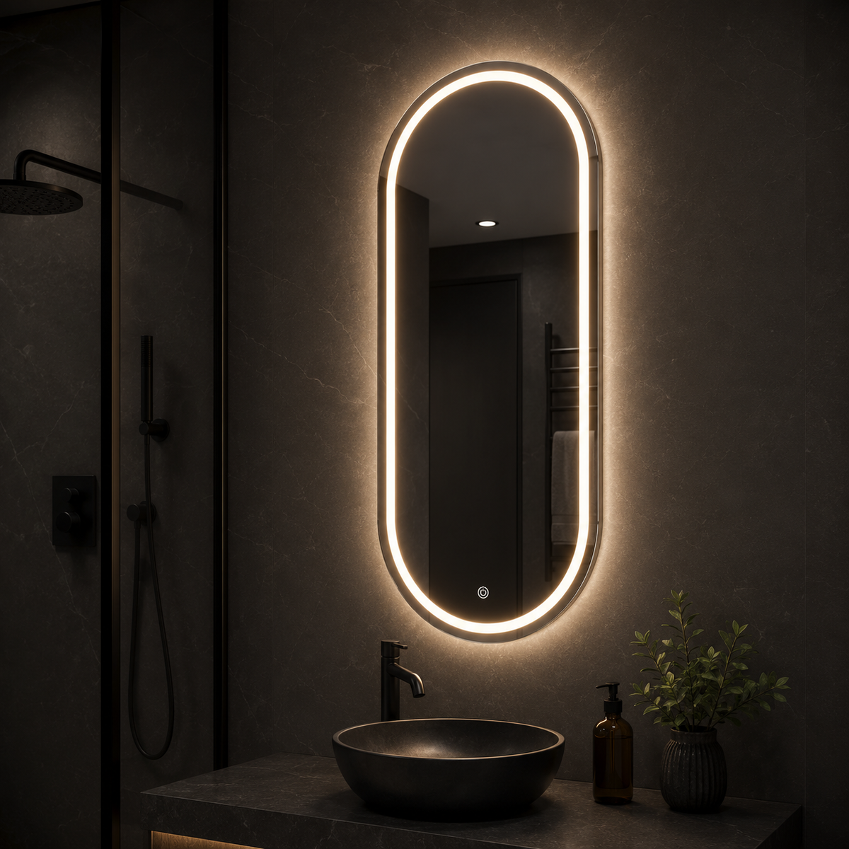 Espelho Oval Lúmina LED 3 Cores 80x50 cm