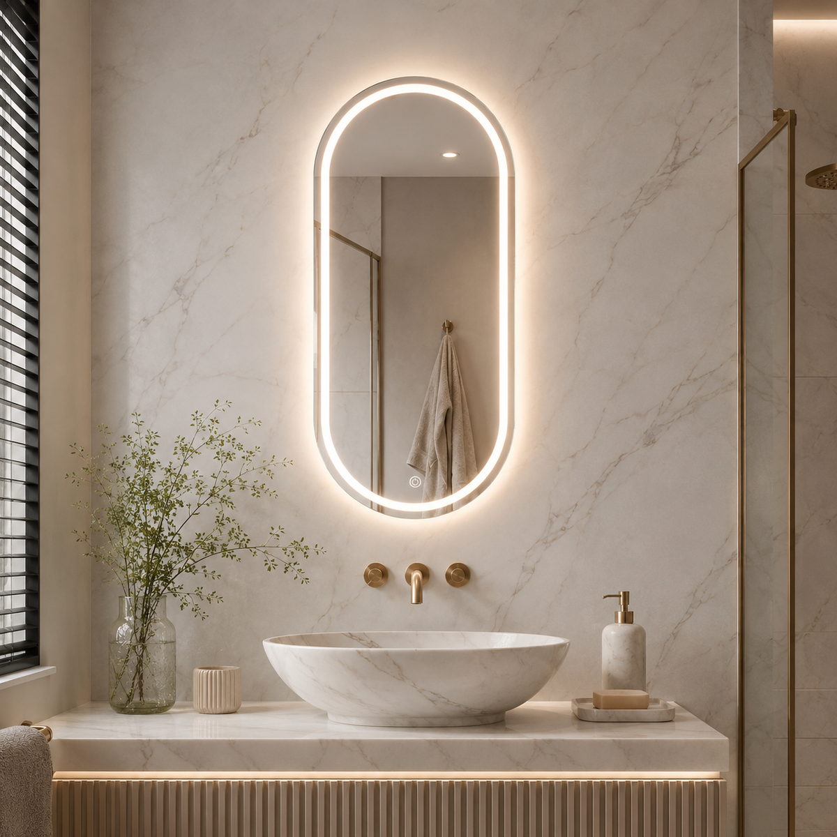 Espelho Oval Lúmina LED 3 Cores 80x50 cm
