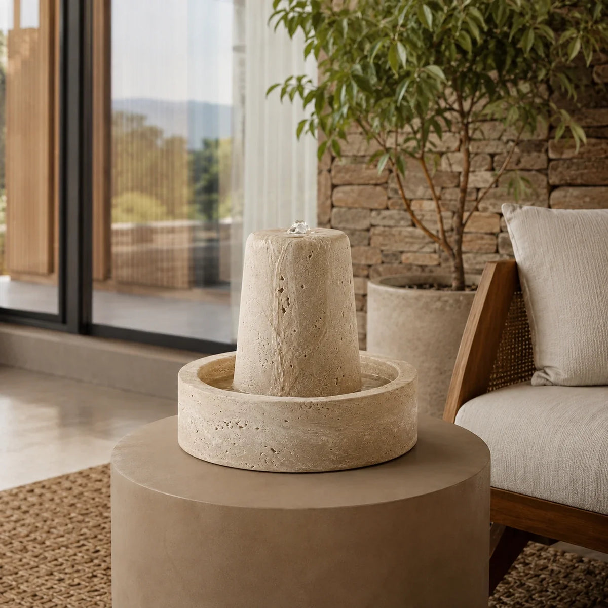 Fonte Decorativa Amana em Travertino Natural