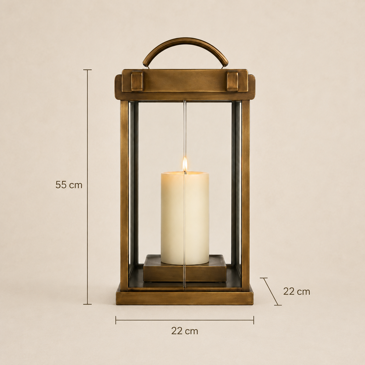 Lanterna Decorativa Maelle em Latão Envelhecido e Vidro