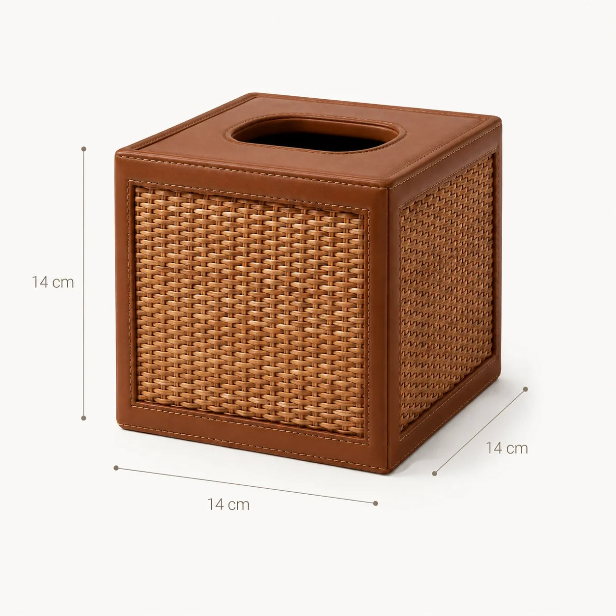 Porta-Lenços Marceau em Rattan Natural e Couro