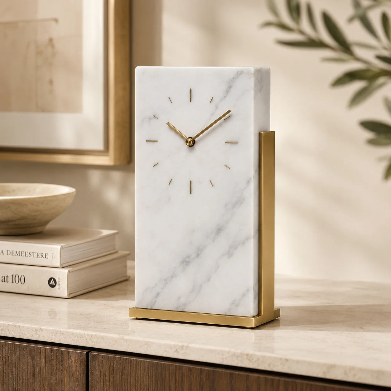 Relógio de Mesa Orsay em Mármore Natural e Latão