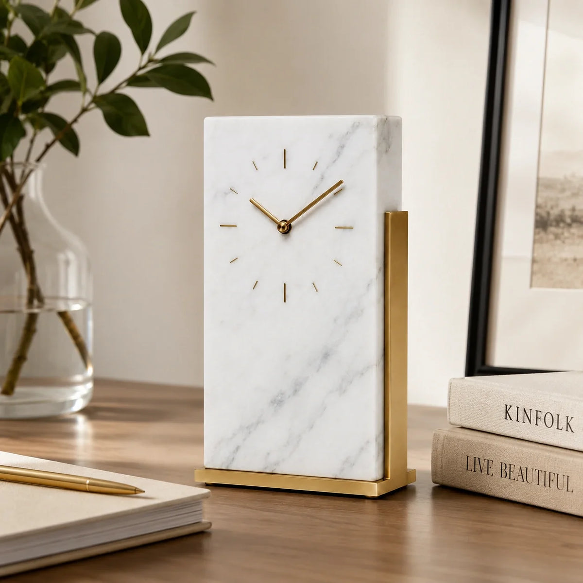 Relógio de Mesa Orsay em Mármore Natural e Latão