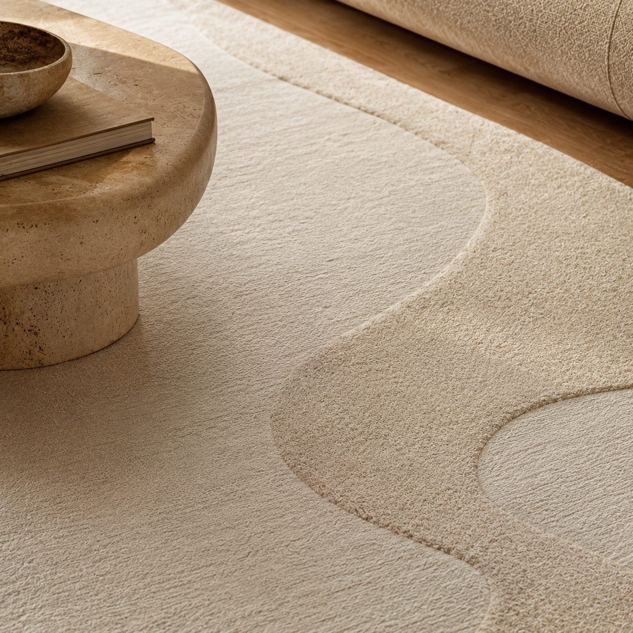 Tapete Sienne de Formato Orgânico em Lã e Viscose