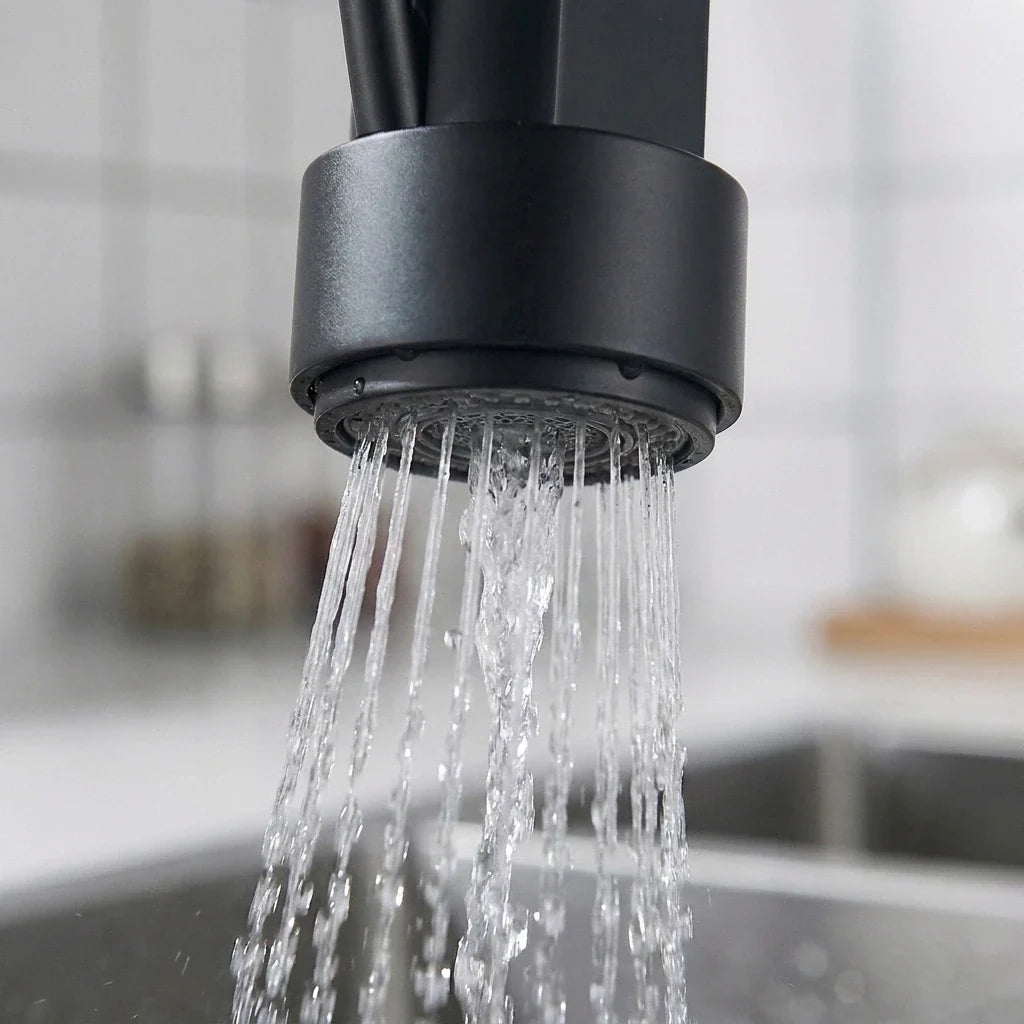 Torneira Gourmet Monocomando para Cozinha Aveline Preta com Bica Flexível