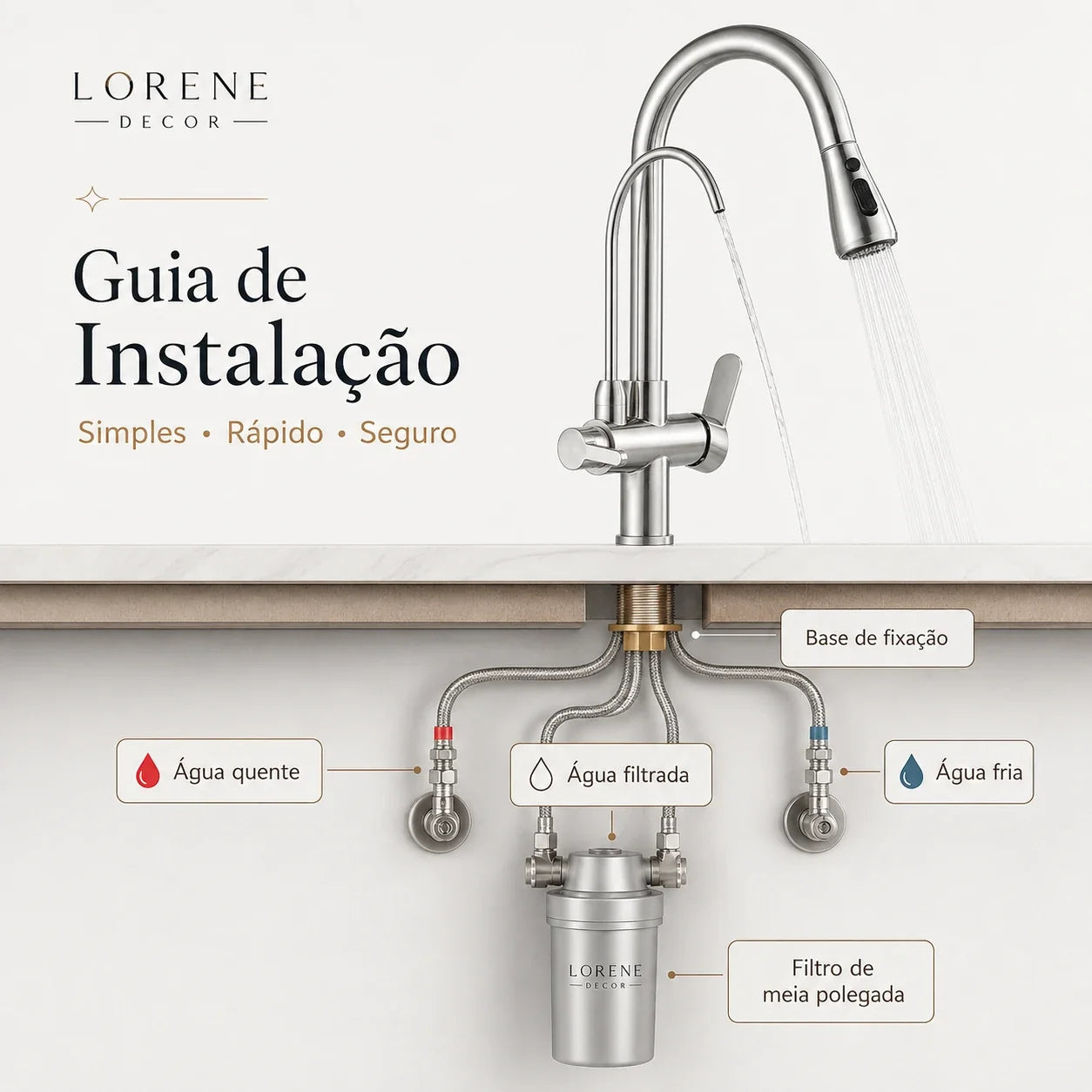 Torneira Gourmet Élora 2 em 1 com Filtro e Ducha Extensível