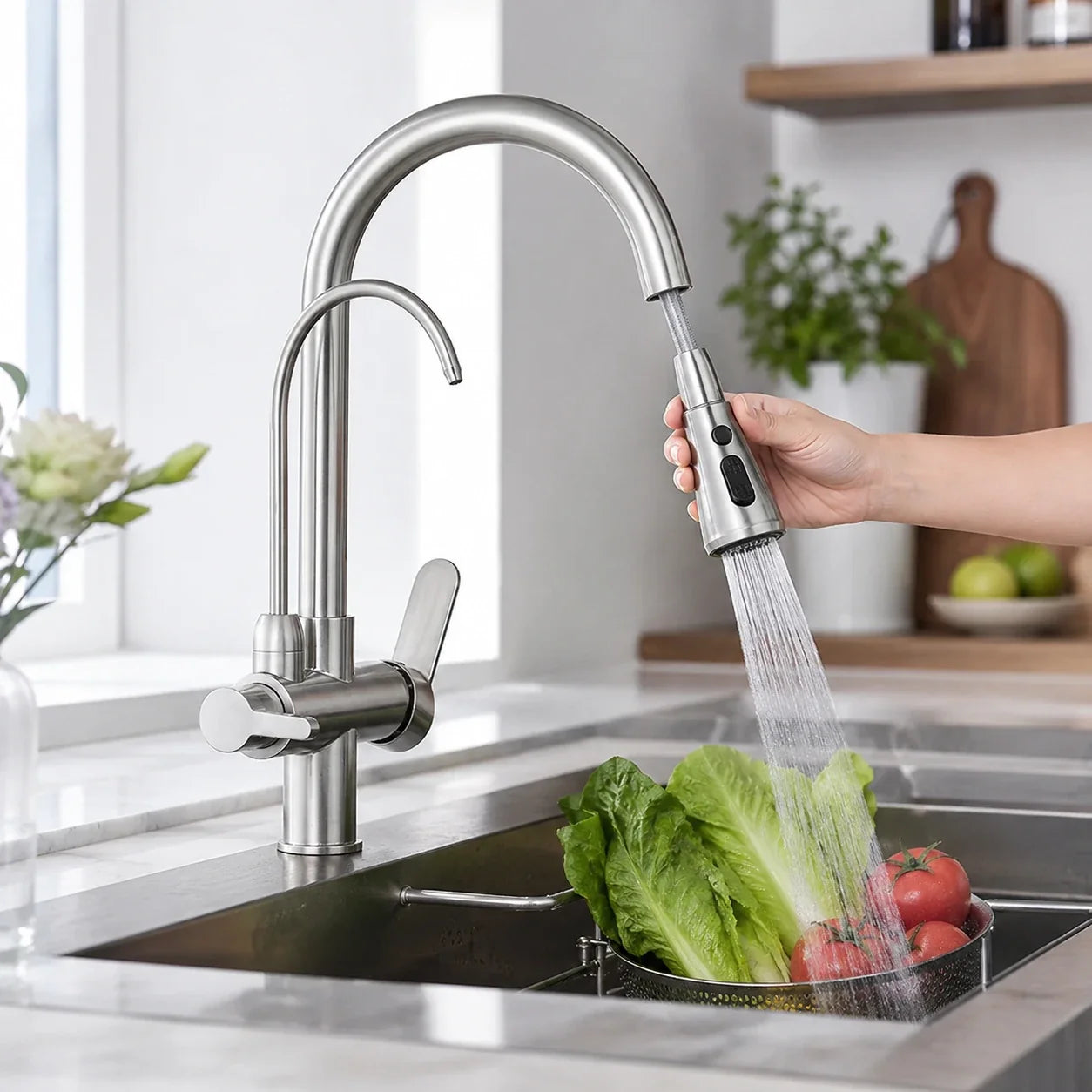 Torneira Gourmet Élora 2 em 1 com Filtro e Ducha Extensível