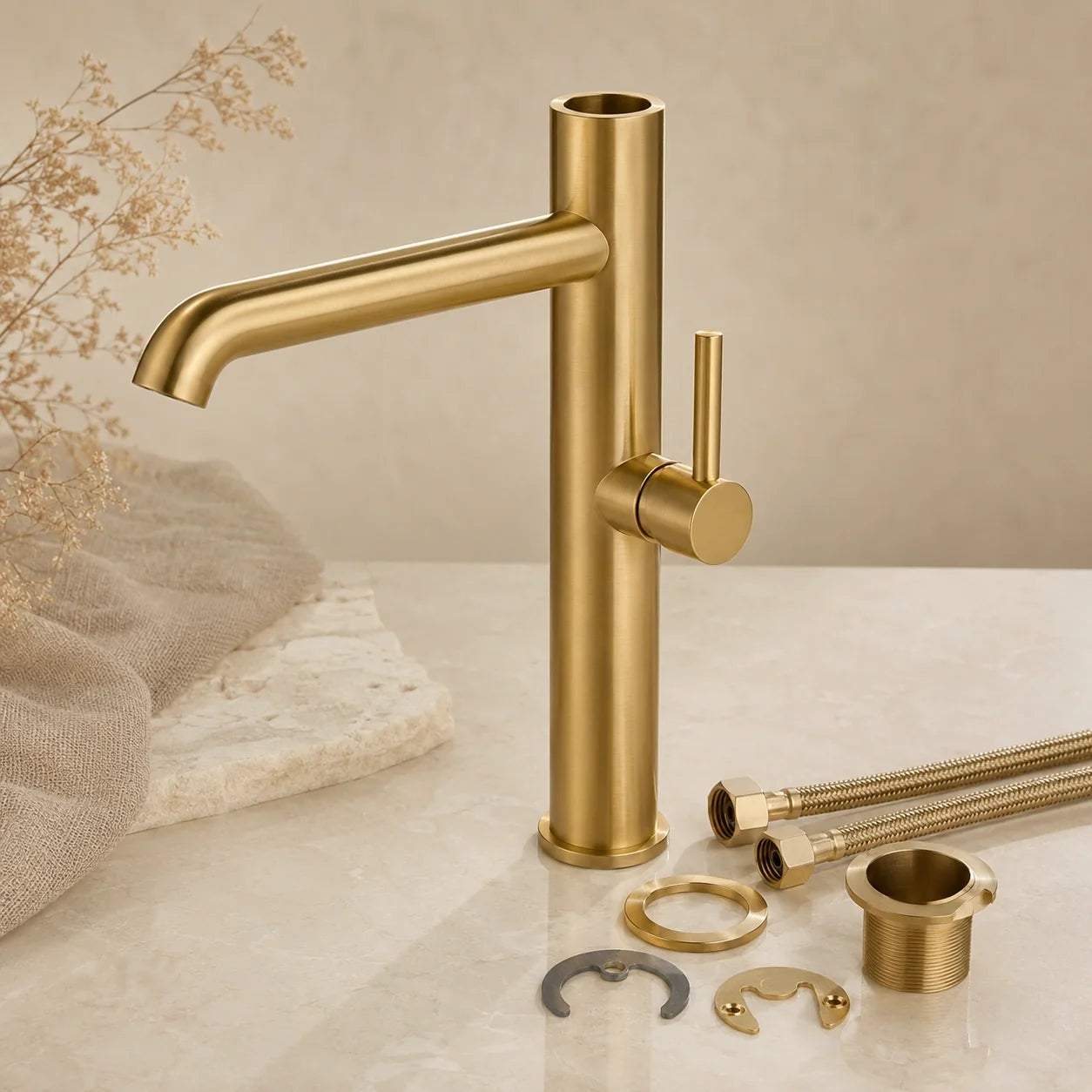 Torneira de Lavatório Lumière em Latão Dourado Escovado