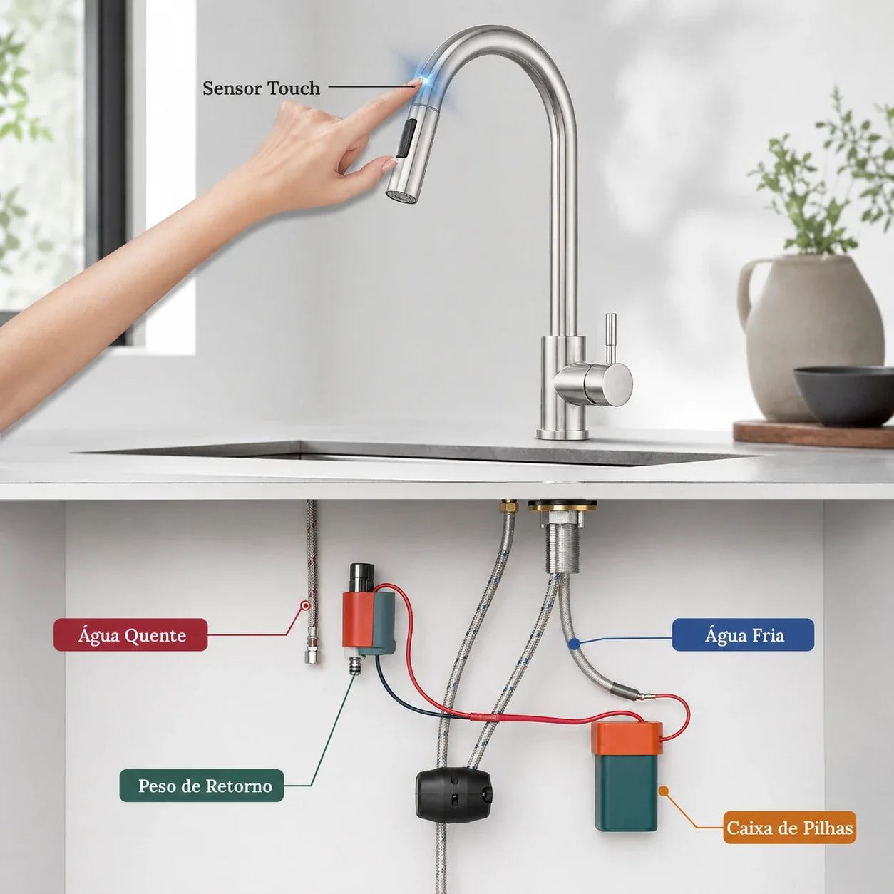 Torneira Gourmet Sienne Touch 360° Monocomando