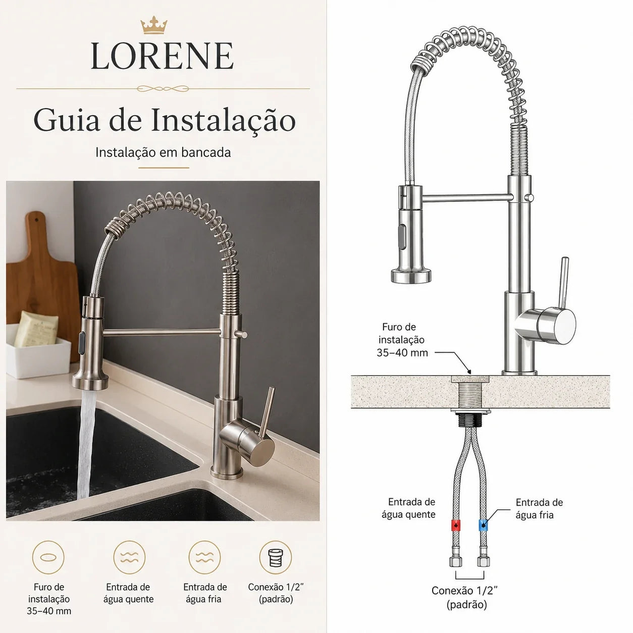 Torneira Gourmet Vienne Monocomando com Ducha Móvel